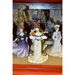 A GROUP OF CERAMIC FIGURES, to include a Capodimonte 'Fortune teller' (139 of 300), three Coalport