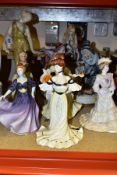 A GROUP OF CERAMIC FIGURES, to include a Capodimonte 'Fortune teller' (139 of 300), three Coalport
