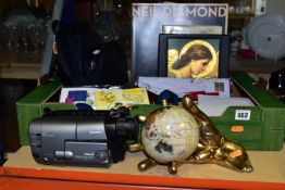 SUNDRY ITEMS to include a brass hand holding a small globe, a programme and tickets from Neil