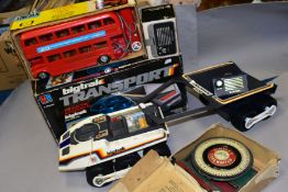 A BOX OF TOYS, comprising an MB Electronics Bigtrak and a boxed Bigtrak Transport accessory dump