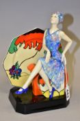 A LIMITED EDITION KEVIN FRANCIS CERAMICS 'TEA WITH CLARICE CLIFF' FIGURINE, with printed marks and