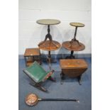 A SELECTION OF OCCASIONAL FURNITURE, to include a 20th century oak revolving bookcase, 37cm diameter