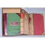 A BOX OF THREE UNUSED LEDGERS, with indexed pages, titled Tradesmen Ledger, Expenses Journal and