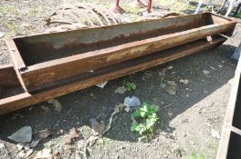 TWO GALVANISED FEEDING TROUGHS, one wall mounted, longest length 205cm (condition:-both well
