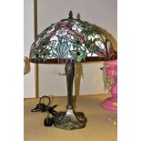 A TIFFANY STYLE TABLE LAMP, height to top of shade 56cm (Condition report: not tested, appears ok)