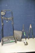 A GARDENLINE TLR-600 electric lawn rake and a Bridges-Tool DR2T electric drill (PAT pass and