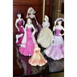 SIX COALPORT LADY FIGURES, comprising 'Ladies of Fashion- Carol, Figurine of the year 2003', limited