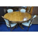 A WESELEY-BARRELL CHERRYWOOD EXTENDING PEDESTAL DINING TABLE, with two additional leaves, extended