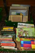 TWO BOXES OF BOOKS, PAINTINGS & PRINTS, two boxes containing seven paintings or prints and thirty-