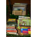 TWO BOXES OF BOOKS, PAINTINGS & PRINTS, two boxes containing seven paintings or prints and thirty-