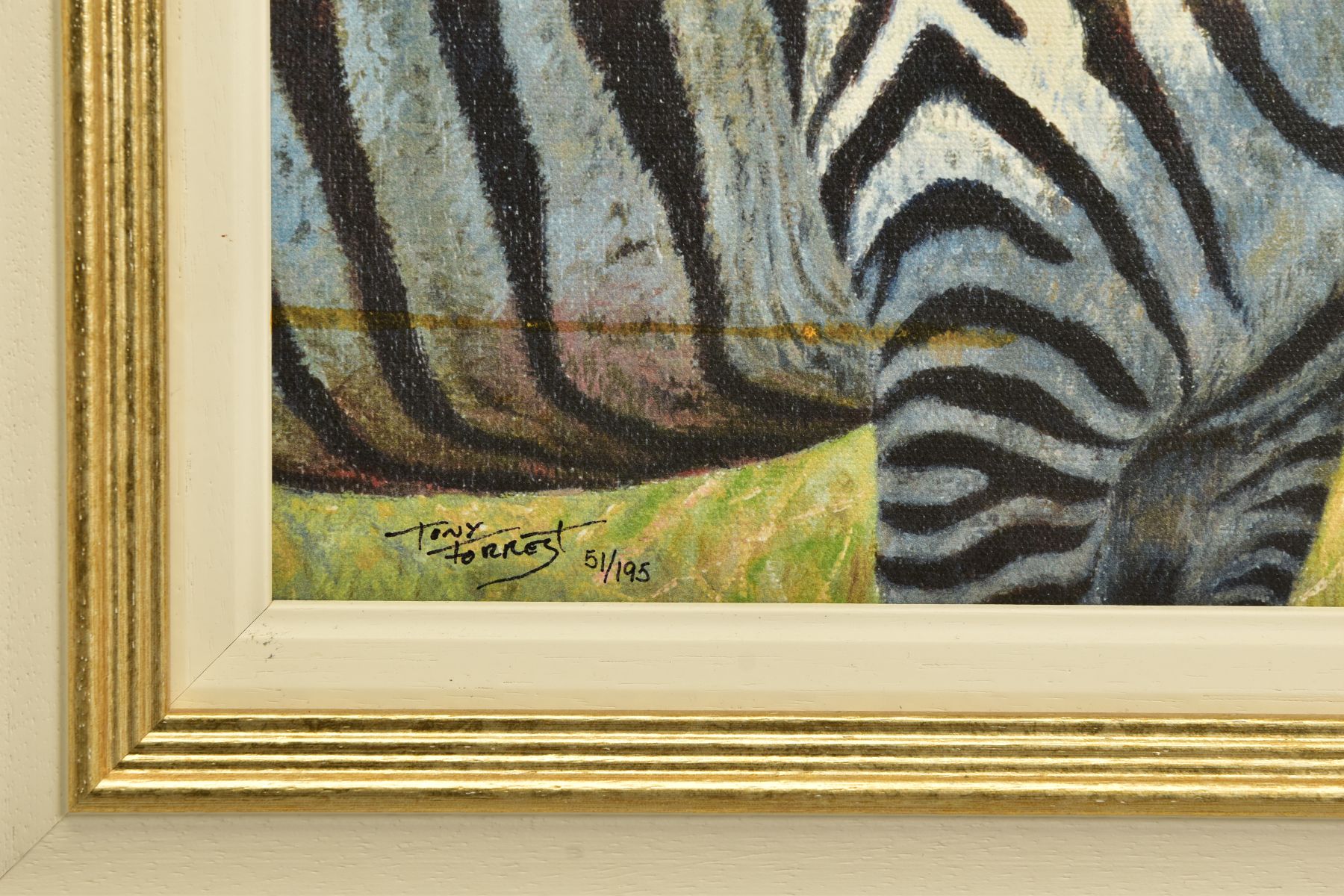 TONY FORREST (BRITISH 1961) 'NEAREST AND DEAREST', a signed limited edition print of zebras 51/ - Image 4 of 8