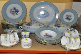 A ROYAL WORCESTER 'WOODLAND' PATTERN PART DINNER SET, comprising six soup dishes (one chipped),