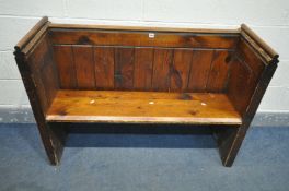 A VICTORIAN PINE CHURCH PEW, length 124cm x depth 42cm x height 85cm (condition - surface wear