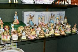A QUANTITY OF BOXED AND UNBOXED BESWICK BEATRIX POTTER FIGURES, thirty five pieces, comprising two