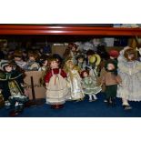 SIX BOXES AND A DOLL'S PRAM OF COLLECTORS DOLLS, to include forty two dolls, many boxed, tallest