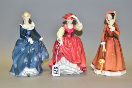 THREE ROYAL DOULTON FIGURINES, comprising Buttercup HN2399, Julia HN2705, and Fragrance HN2334 (