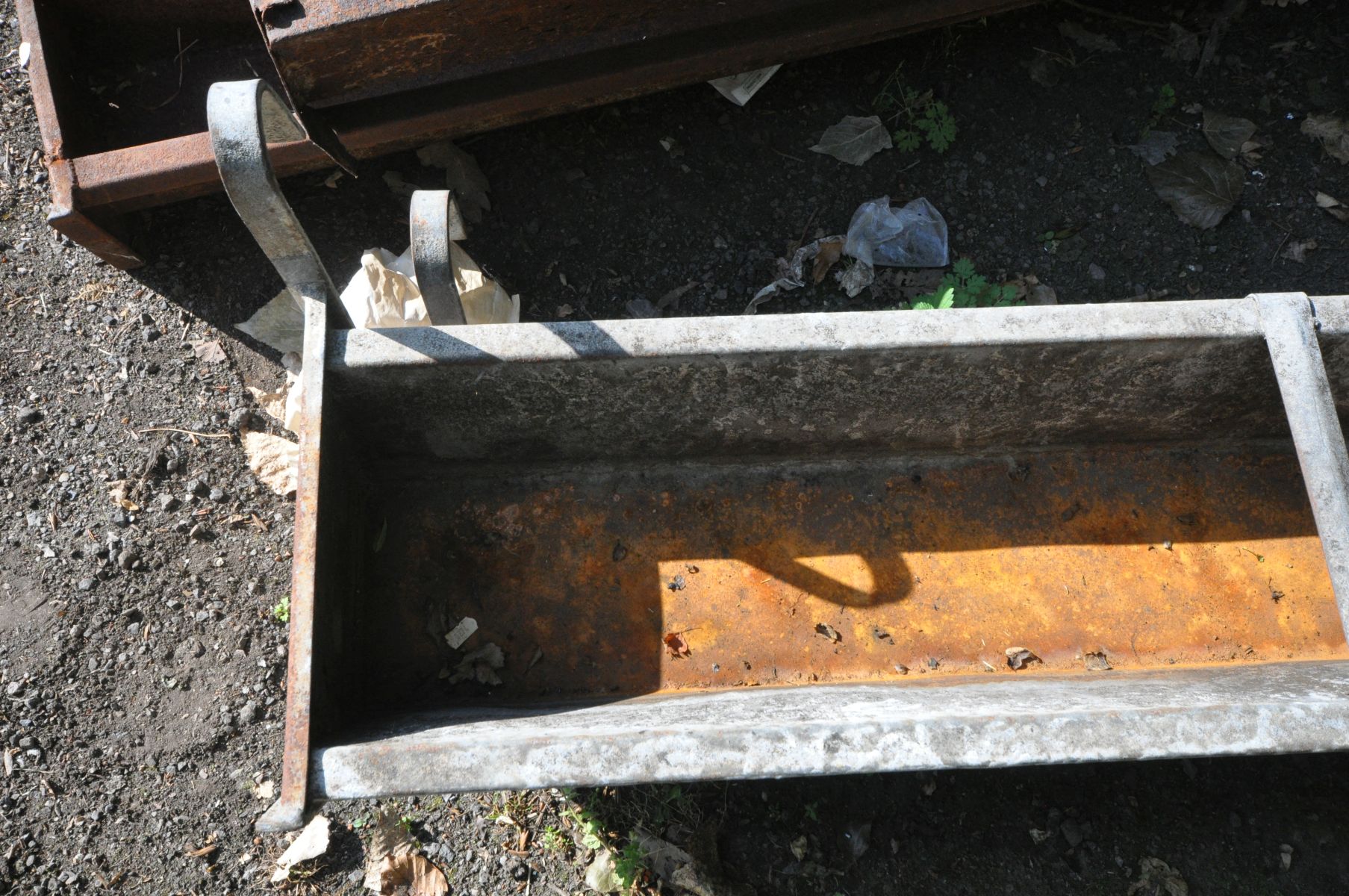 A PAIR OF GALVANISED WALL MOUNTED FEEDING TROUGHS, length 184cm - Image 2 of 2