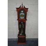 A LATE 20TH CENTURY MAHOGANY LONGCASE CLOCK, signed C Wood & Son, height 176cm (two prosthetic