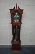 A LATE 20TH CENTURY MAHOGANY LONGCASE CLOCK, signed C Wood & Son, height 176cm (two prosthetic