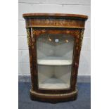 A 20TH CENTURY FRENCH BURR WALNUT, AMBONYA CROSSBANDED AND MARQUETRY INLAID CORNER CUPBOARD, with