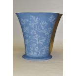 A MODERN WEDGWOOD INTERIORS VASE, of oval flared form, with pale blue printed foliate decoration