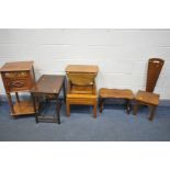 A SELECTION OF OCCASSIONAL FURNITURE, to include an early 20th century French oak pot cupboard,