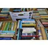 SIX BOXES OF BOOKS, containing a collection of approximately 205 titles in paperback and hardback