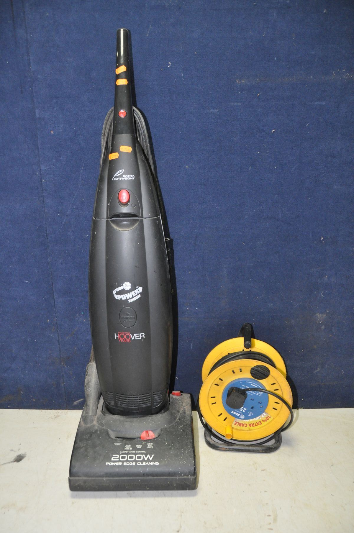 A HOOVER U3528-OO1 vacuum cleaner along with a 25m extension lead, JVC UX-GB9DAB micro component
