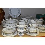 A ROYAL ALBERT 'BRIGADOON' PART DINNER SET, comprising of two covered tureens, sauceboat and