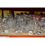 A QUANTITY OF CUT CRYSTAL AND OTHER CLEAR GLASSWARES, to include a pair of large Waterford Crystal