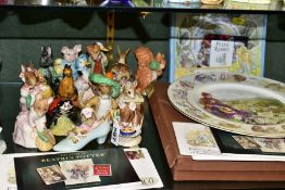 A GROUP OF ROYAL ALBERT BEATRIX POTTER FIGURES, FIRST DAY COVERS, ETC, to include the following