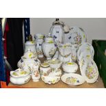 A QUANTITY OF AYNSLEY 'COTTAGE GARDEN' GIFTWARE, comprising of two lamp bases height to the metal