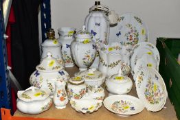 A QUANTITY OF AYNSLEY 'COTTAGE GARDEN' GIFTWARE, comprising of two lamp bases height to the metal