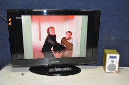 A SAMSUNG LE32A456C2D 32in tv with remote along with a Soundstrom S6VDAB12 DAB radio (both PAT