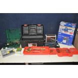 A SELECTION OF ELECTRICAL AND HANDTOOLS to include a Bosch PSB-700-RES corded drill, Power Craft