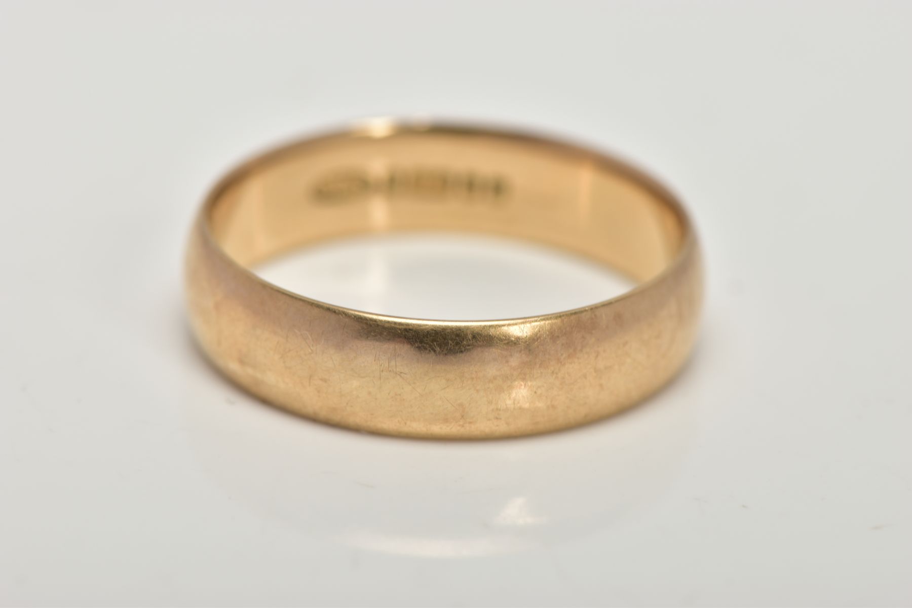 A 9CT GOLD BAND RING, plain polished wide band, approximate width 5.2mm, hallmarked 9ct Birmingham - Image 2 of 2