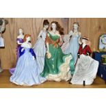 SIX ROYAL WORCESTER FIGURINES, comprising Les Petites Pippa and Floral Ladies July, Birthstone