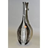 A TWISTS GLASS POD VASE DESIGNED BY MICHAEL JAMES HUNTER, of elongated form, narrow neck and black