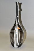 A TWISTS GLASS POD VASE DESIGNED BY MICHAEL JAMES HUNTER, of elongated form, narrow neck and black