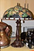 A TIFFANY STYLE TABLE LAMP, height 56cm to top of shade (good condition, not tested)