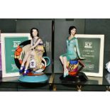 TWO BOXED LIMITED EDITION KEVIN FRANCIS CERAMICS FIGURINES, by Andy Moss, 'Young Clarice Cliff -