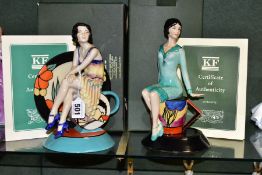 TWO BOXED LIMITED EDITION KEVIN FRANCIS CERAMICS FIGURINES, by Andy Moss, 'Young Clarice Cliff -