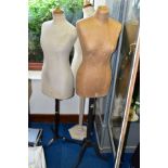 THREE DRESSMAKERS DUMMIES, including two vintage marked 'Stockman' Paris, one male torso, two