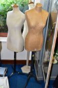 THREE DRESSMAKERS DUMMIES, including two vintage marked 'Stockman' Paris, one male torso, two