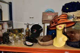 EIGHT LADIES HATS INCLUDING TWO 'MITZI LORENZ', with four original card hat boxes, a head mannequin,