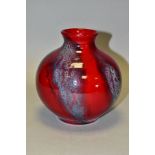 A ROYAL DOULTON ARCHIVES LANTAO VASE IN ORIENTAL SUNG, of bulbous form with red flambé and pale