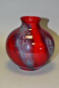 A ROYAL DOULTON ARCHIVES LANTAO VASE IN ORIENTAL SUNG, of bulbous form with red flambé and pale