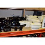 A QUANTITY OF SYLVAC POTTERY, comprising twenty one black and pewter effect tankards, household