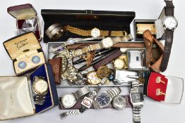 A BOX OF ASSORTED ITEMS, to include a silver napkin ring, hallmarked 'Duncan & Scobbie' Birmingham