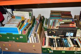 SIX BOXES OF ASSORTED BOOKS, to include a set of Enid Blyton's children's books, a coronation